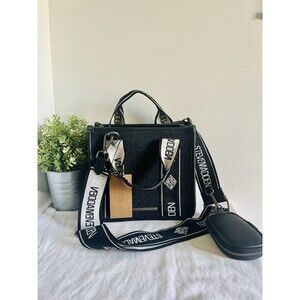 Steve Madden Black Denim Bwebber Crossbody Satchel w/ Coin Pouch NWT
